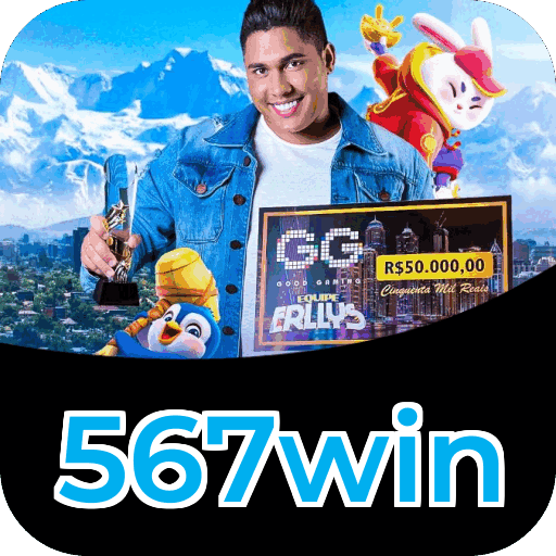 Interface do aplicativo 567win mostrando jogos disponíveis no iOS e Android